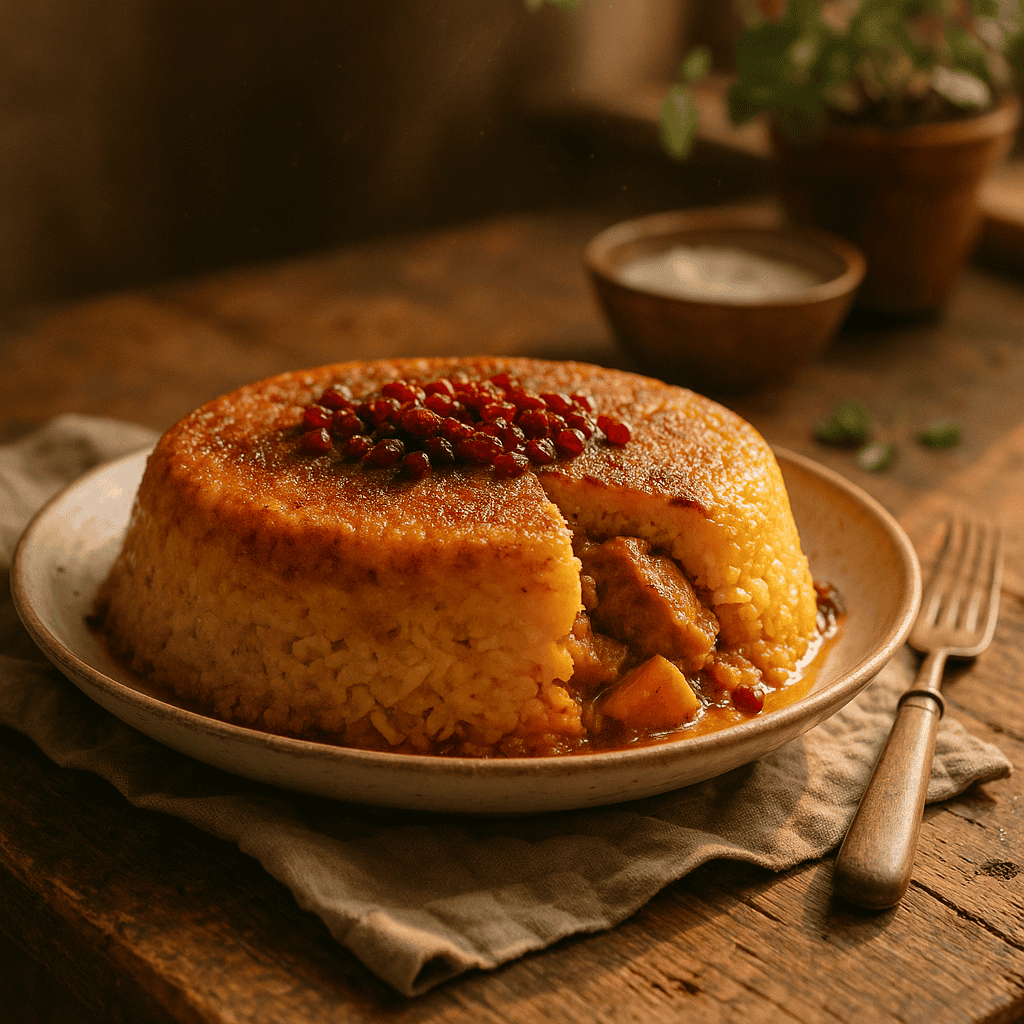 Golden Persian Saffron Tahchin: A Symphony of Flavors